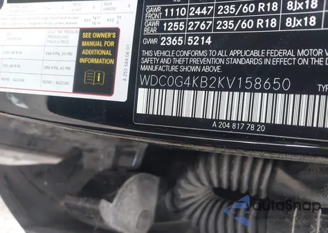 2019 Mercedes-Benz Glc 300 4Matic из США, поврежденный, VIN WDC0G4KB2KV158650